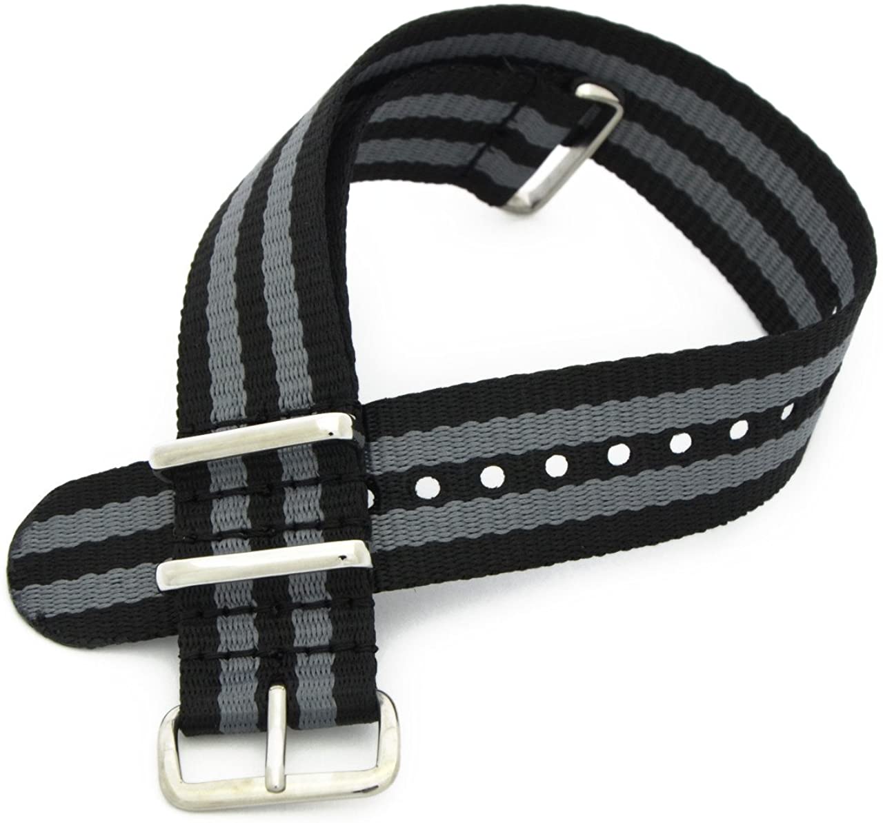 CASSIS[カシス] ナイロン 時計ベルト TYPE NATO タイプナトー 20mm ブラックxグレイ 交換用工具付き #141.601S891020