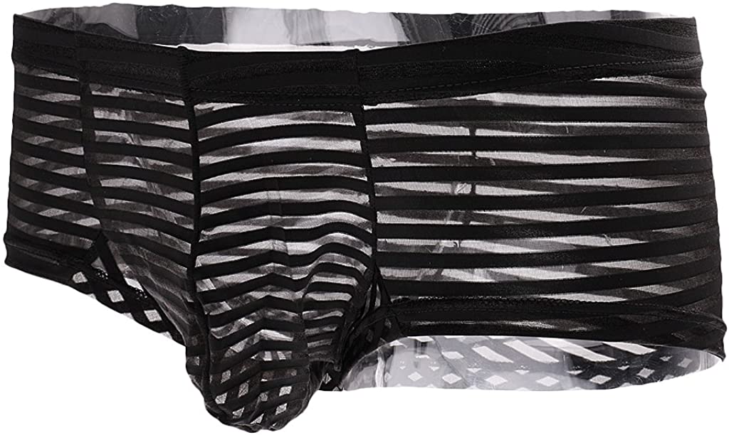 セクシー メンズ ストライプ柄 透け インナー 下着 ボクサー ブリーフ ショーツ パンツ 全3サイズ5色