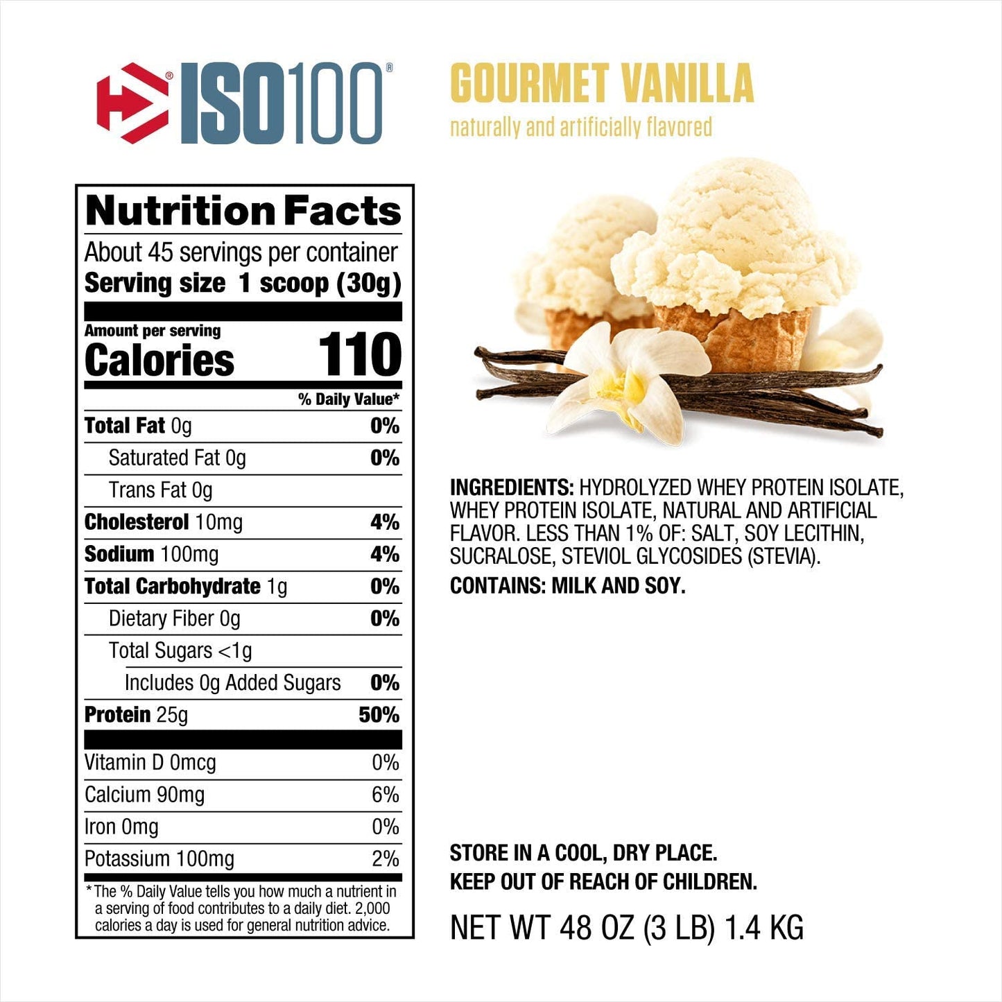 DYMATIZE NUTRITION社　ISO-100 グルメバニラ 3ポンド