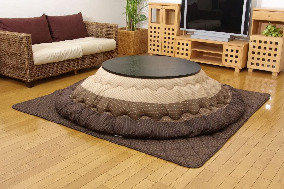 イケヒコ こたつ布団 円形 掛敷セット ゆかり 直径約225cm ブラウン しじら 厚掛け 和 #5100180