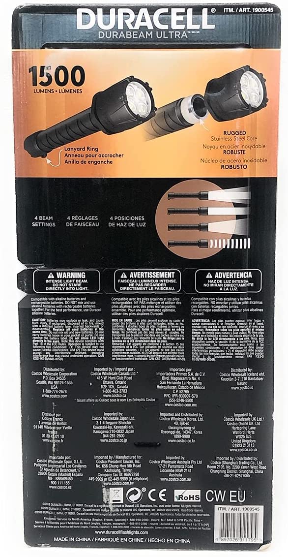 DURACELL デュラセル LED懐中電灯 1500ルーメン 防滴仕様