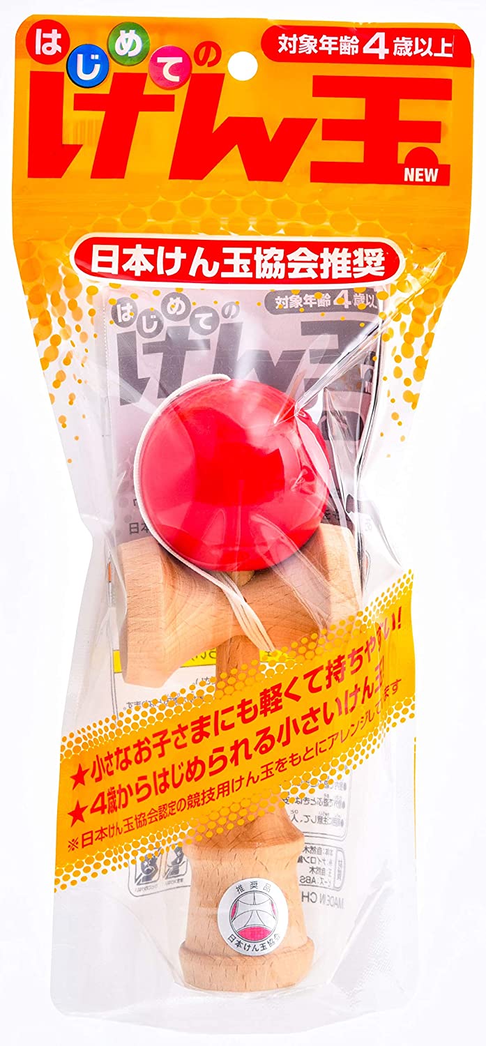 はじめてのけん玉 赤 日本けん玉協会推奨 木製(予備糸つき)