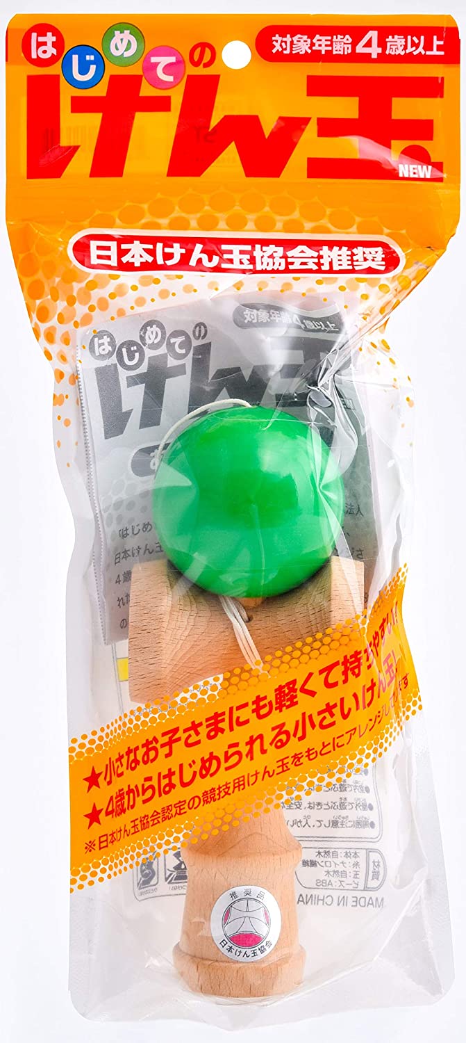 はじめてのけん玉 緑 日本けん玉協会推奨 木製(予備糸つき)