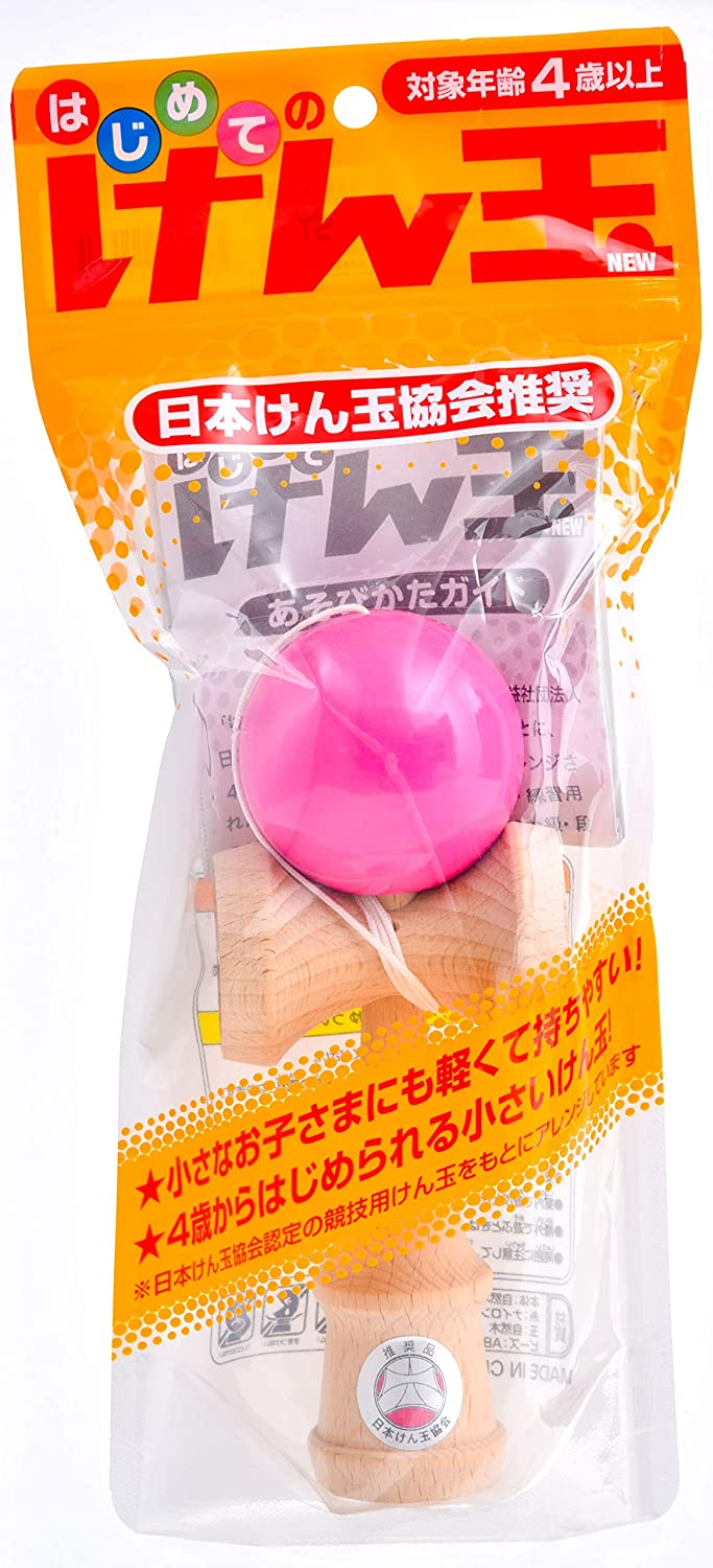 はじめてのけん玉 ピンク 日本けん玉協会推奨 木製(予備糸つき)