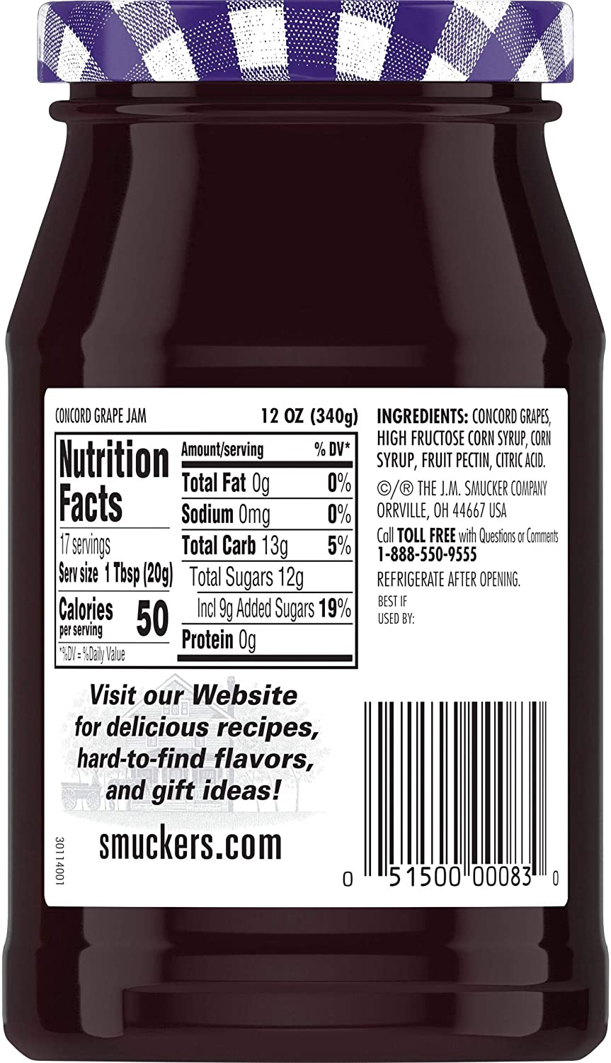 スマッカーズ コンコードグレープ ジャム 340g (6本セット)