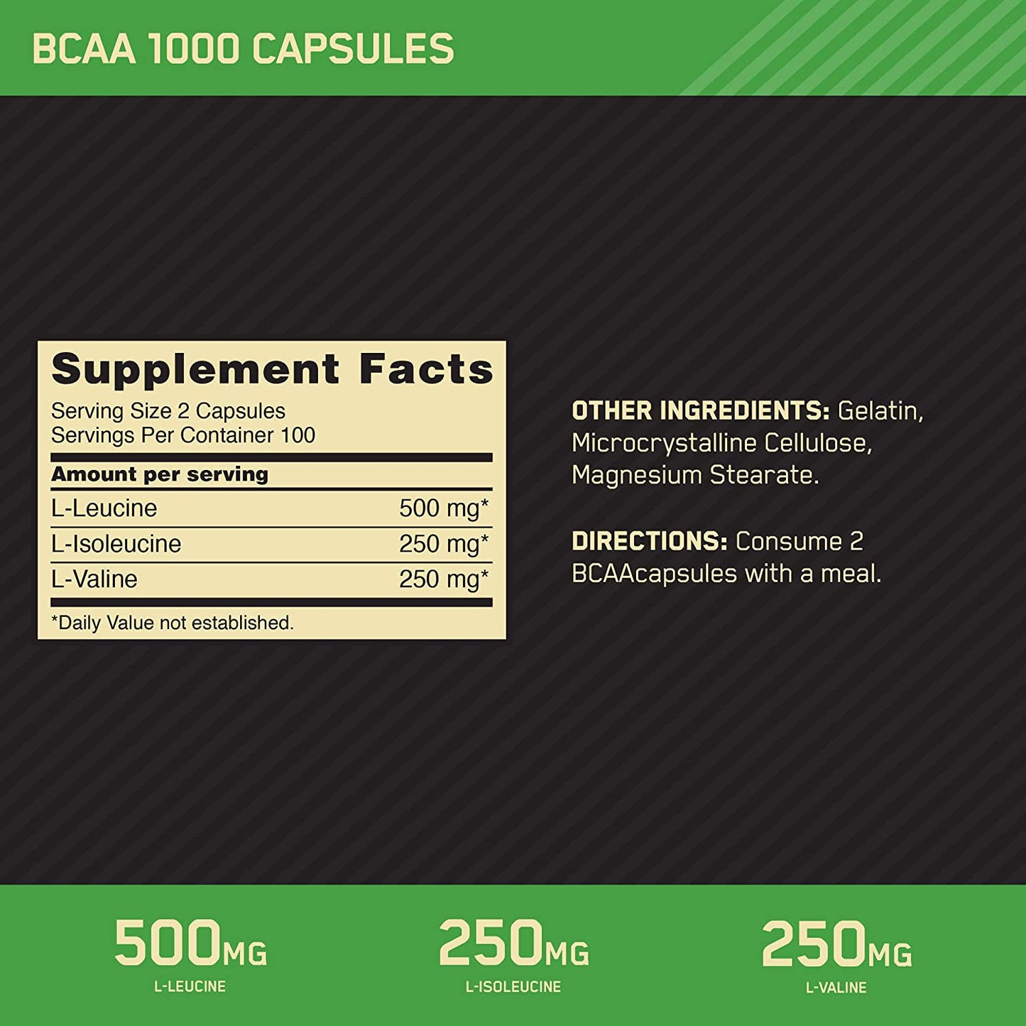 ON BCAA 1000 200粒カプセル 海外直送品