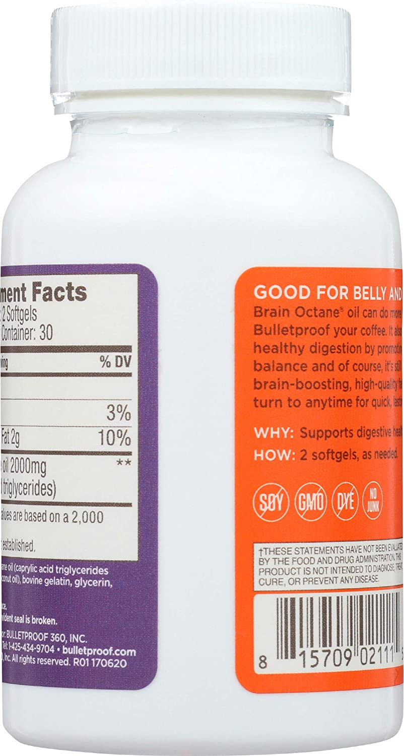 Bulletproof ブレインオクタンオイルソフトカプセル　(60カプセル入り)BRAIN OCTANE SOFTGELS 60 CT.