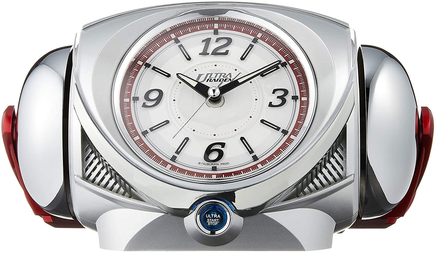 セイコー クロック ウルトラ RAIDENライデン大音量目覚まし時計 クオーツ ウルトラマン 銀色 メタリック CQ141S SEIKO