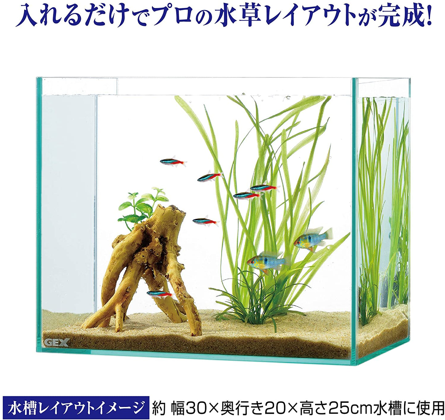 ジェックス 癒し水景 水草付き流木 ブランチ 水槽用オーナメント リアルな見た目の人工流木 1個 (x 1)