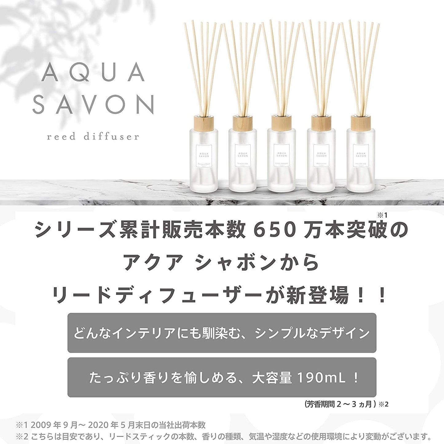 AQUA SAVON(アクアシャボン) アクアシャボン リードディフューザー エメラルドソープの香り 190mL 190ミリリットル (x 1)