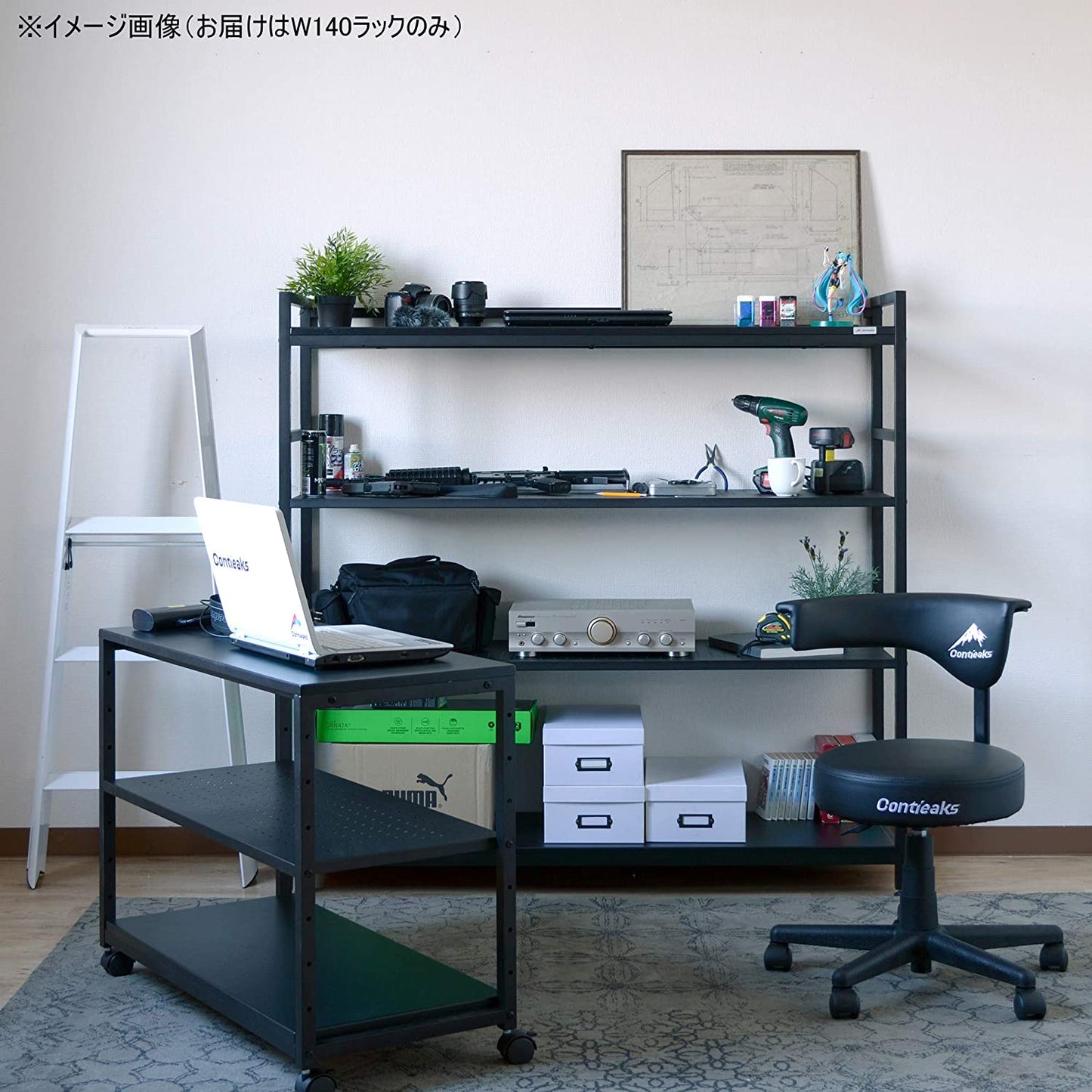 Contieaks(コンティークス) ゲーミングラック セクター 幅140×奥行40×高さ140cm 331325 ブラック