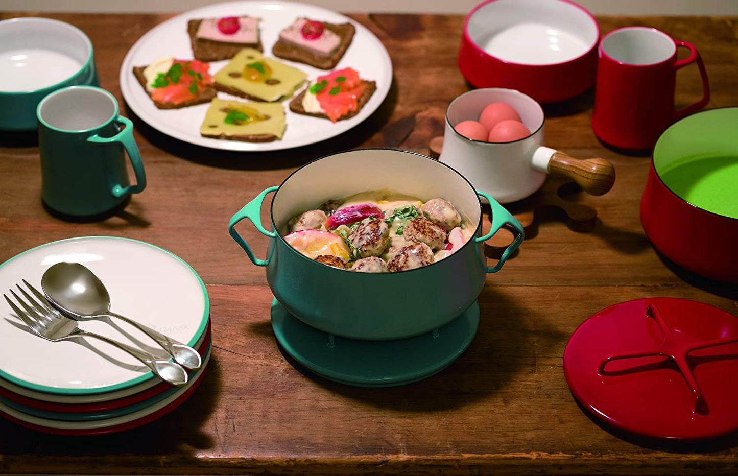 DANSK ダンスク コベンスタイル 両手鍋 18cm 2.2L IH対応 ターコイズ/ティール オーブン対応 ホーロー 833297