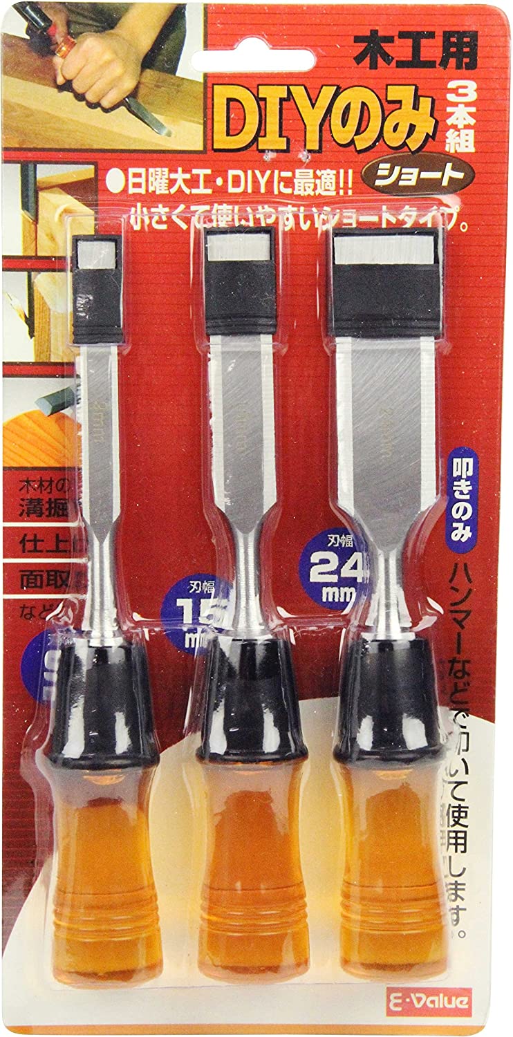 E-Value 木工用DIYのみ ショート 3本組 9、15、24mm