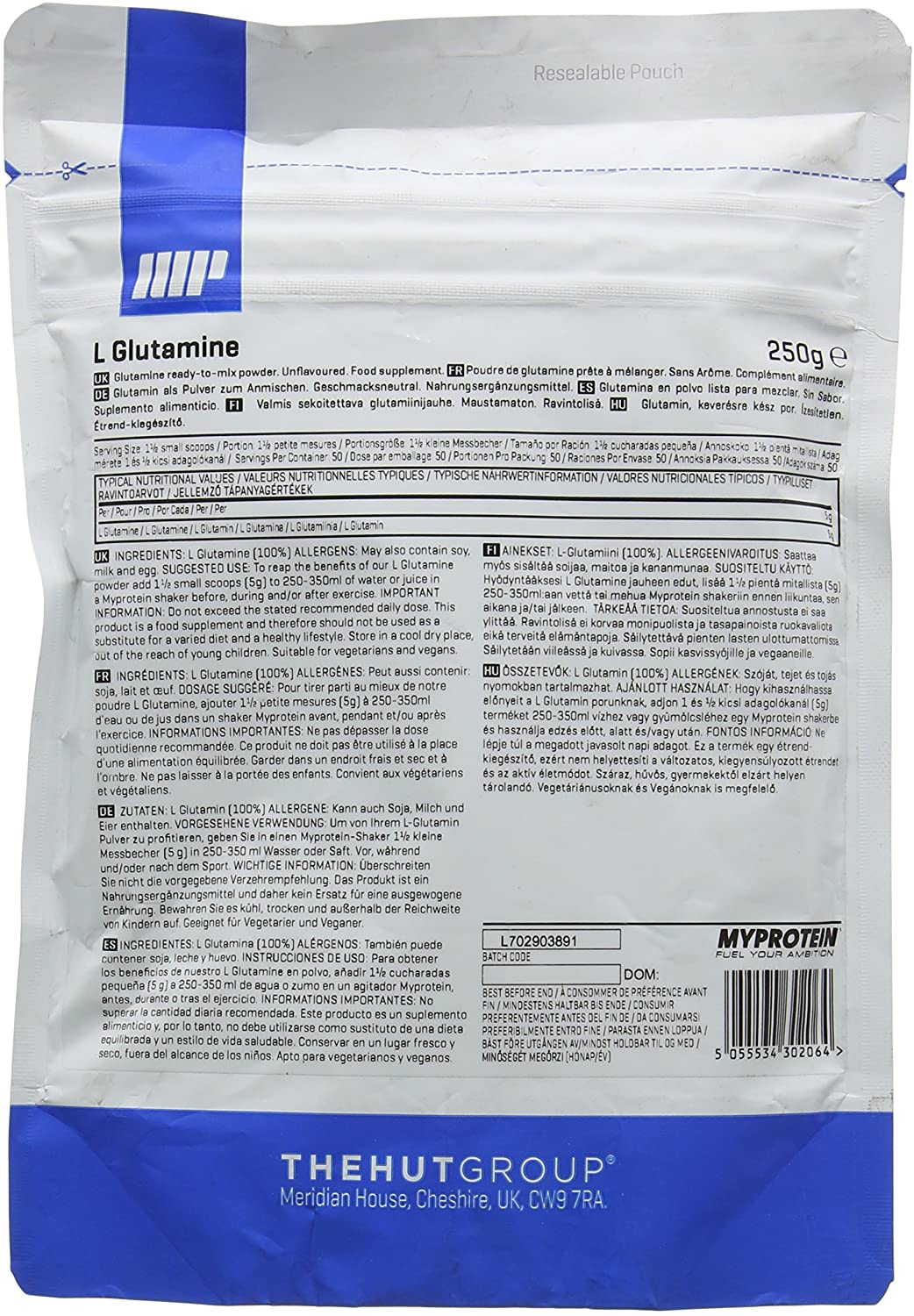 Myprotein マイプロテイン L‐ グルタミン パウダー250g (無味)